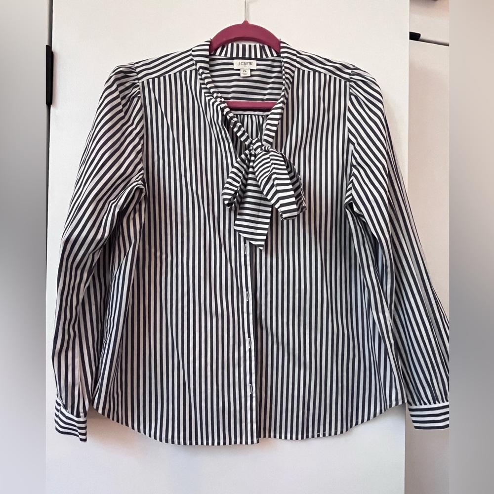 EUC J Crew Blouse Bow Stripe PL